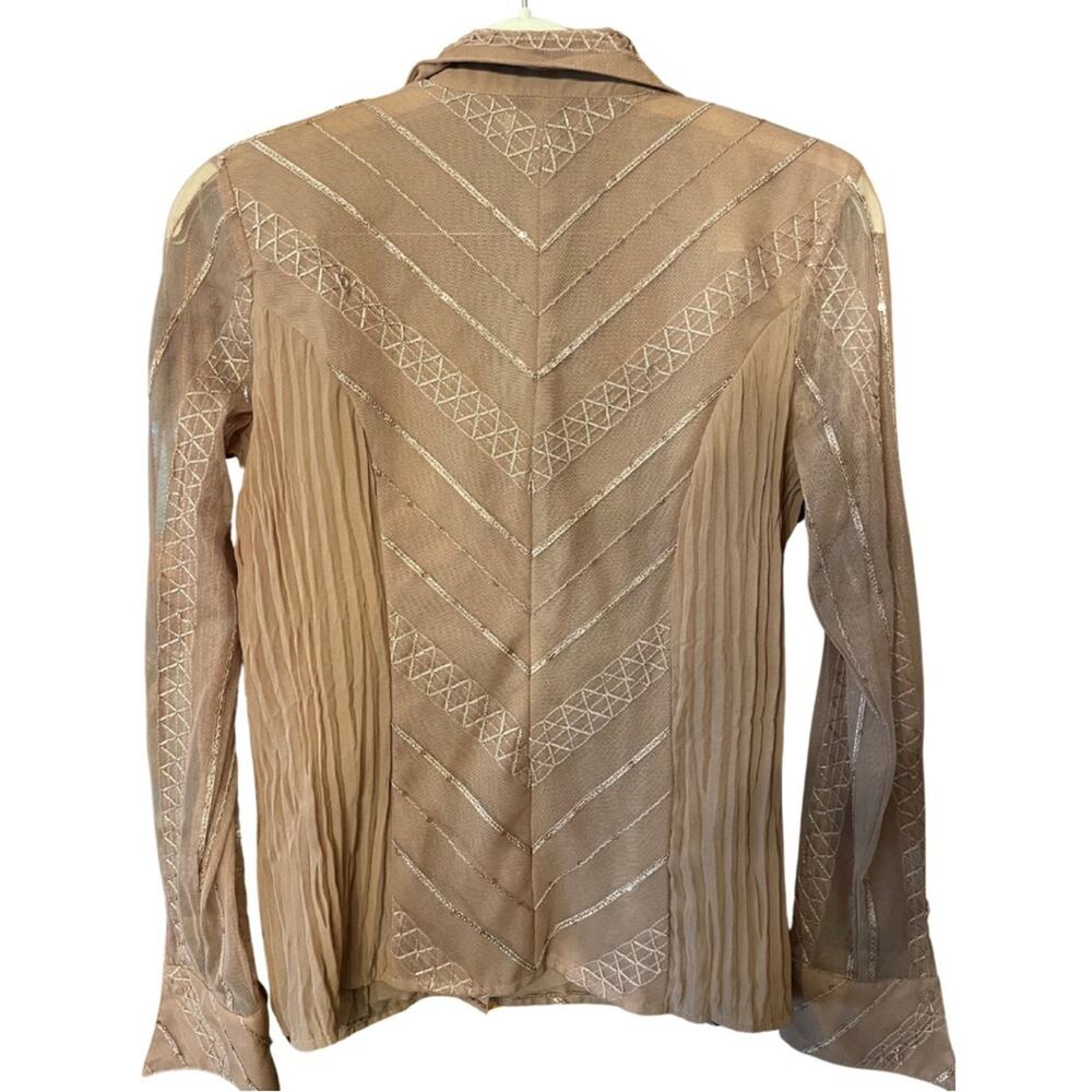Kaely and Max sheer blouse with unique stitching and sequin detail .  Size L - Picture 2 of 5